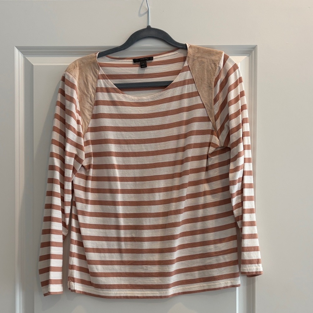 J. Crew Beige and White Striped Top